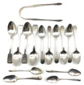Five George III engraved silver tea spoons London 1798 Maker Peter and Ann Bateman, three York silve