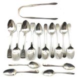 Five George III engraved silver tea spoons London 1798 Maker Peter and Ann Bateman, three York silve