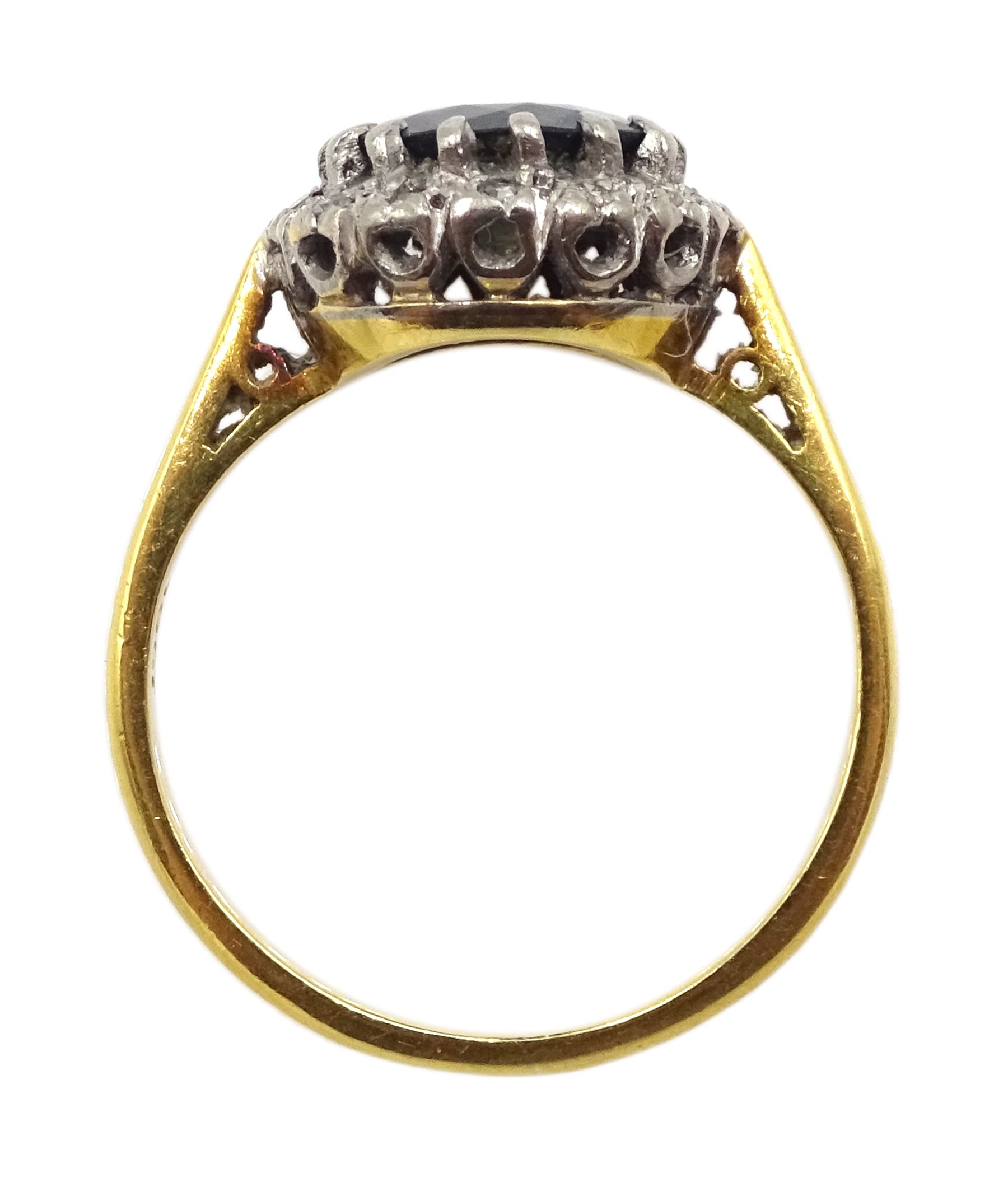 Gold sapphire and diamond cluster ring, stamped 18ct - Image 4 of 4