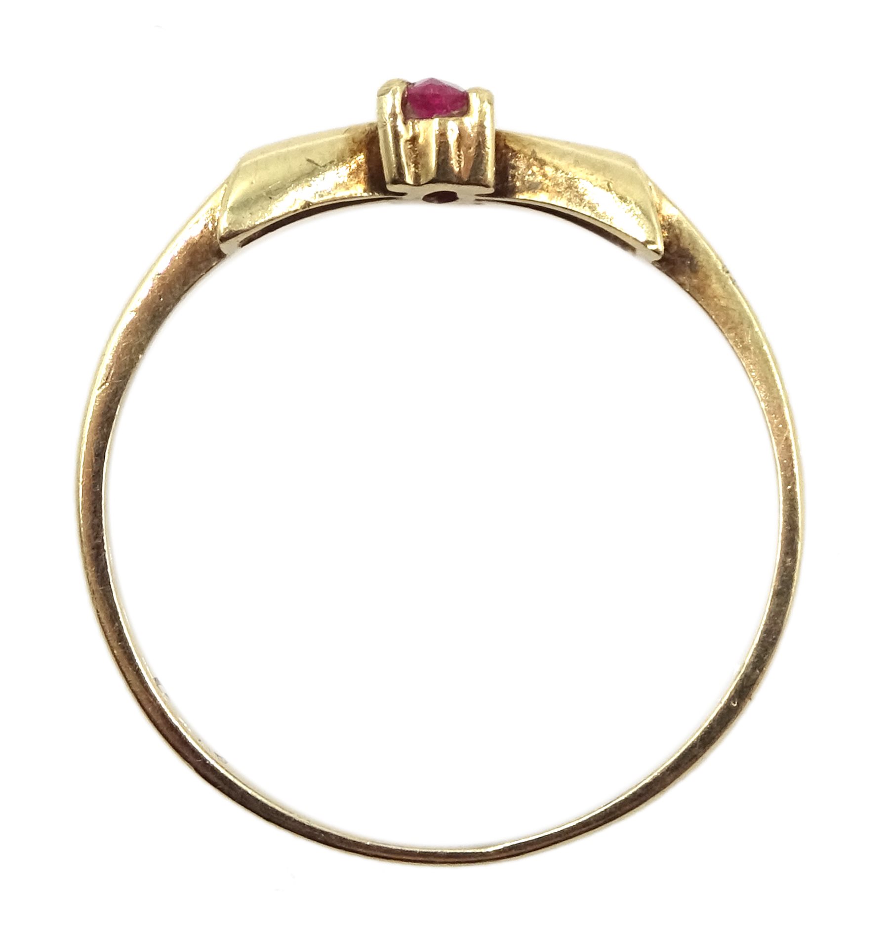 9ct gold single stone ruby bow design ring, hallmarked - Image 3 of 3