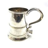 George III silver ale mug, the handle engraved with initials, fitted with a brass ring to the base H