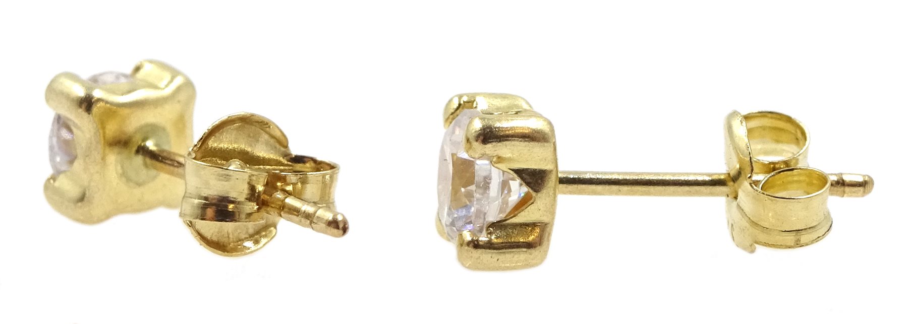 Pair of 9ct gold cubic zirconia stud earrings, stamped 375 - Image 2 of 2