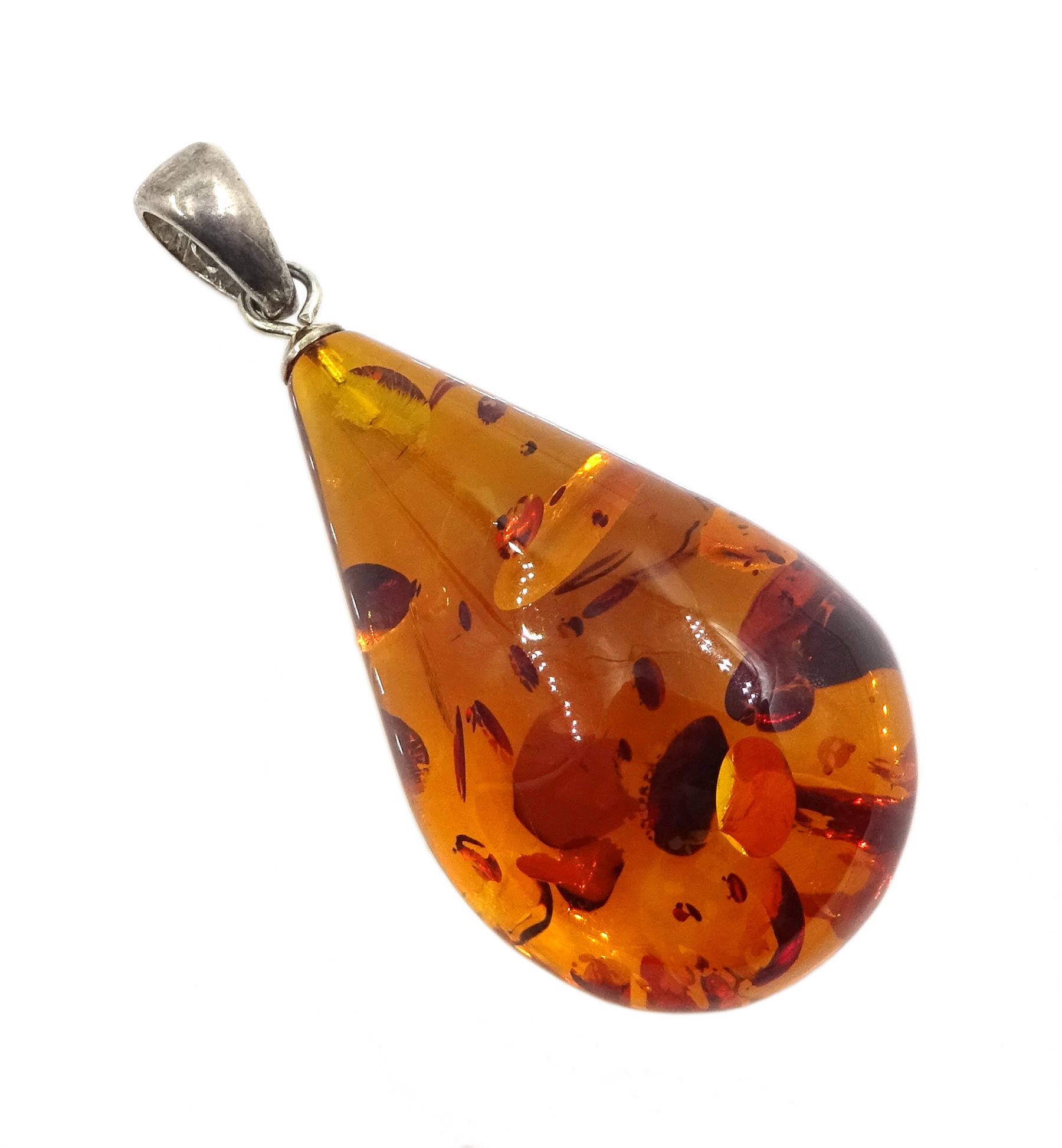 Silver amber boat pendant necklace, one other green amber boat pendant, amber pendant and silver sto - Image 3 of 4