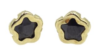 Pair of gold stone set star stud earrings, stamped 9K