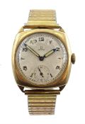 Omega 9ct gold gentleman's manual wind wristwatch, Birmingham 1940, No.9099273, on later expending g