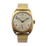 Omega 9ct gold gentleman's manual wind wristwatch, Birmingham 1940, No.9099273, on later expending g