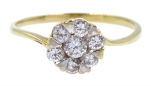 Gold cubic zirconia cluster ring, hallmarked