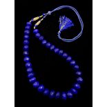 Large single strand earth mined faceted blue sapphire bead necklace