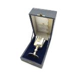 Silver goblet commemorating Winston Churchill centenary 1874-1974 with gilded interior Maker Mappin