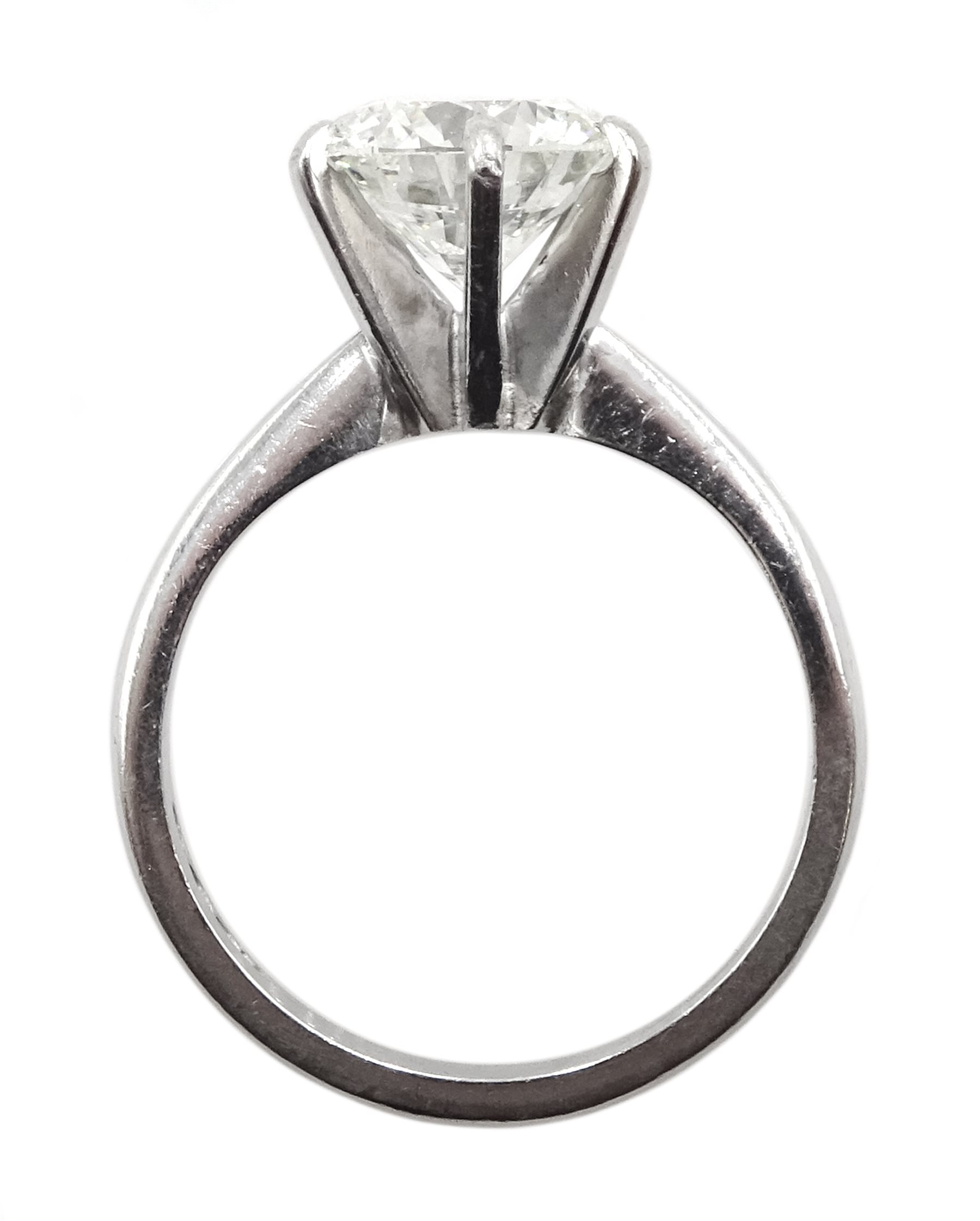 Platinum single stone solitaire round brilliant cut diamond ring, hallmarked, diamond approx 1.95 ca - Image 6 of 9