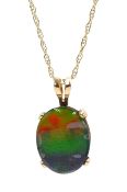 Gold opal triplet pendant necklace, stamped 14K