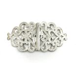 Edwardian silver nurses buckle engraved with scrolls and thistles on an openwork ground 13cm Birming