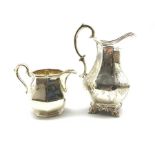 Victorian engraved silver milk jug of panel sided form with scroll handle H17cm London 1847 Maker po