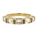 9ct gold emerald and moonstone ring, hallmarked