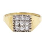 9ct gold cubic zirconia square design ring, hallmarked