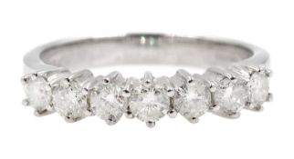 18ct white gold seven stone diamond ring, hallmarked, total diamond weight 0.50 carat