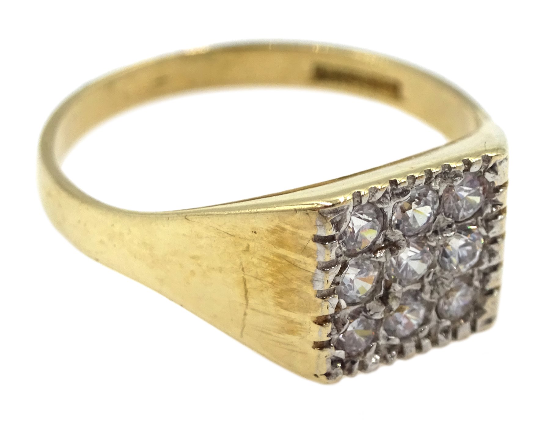 9ct gold cubic zirconia square design ring, hallmarked - Image 2 of 3