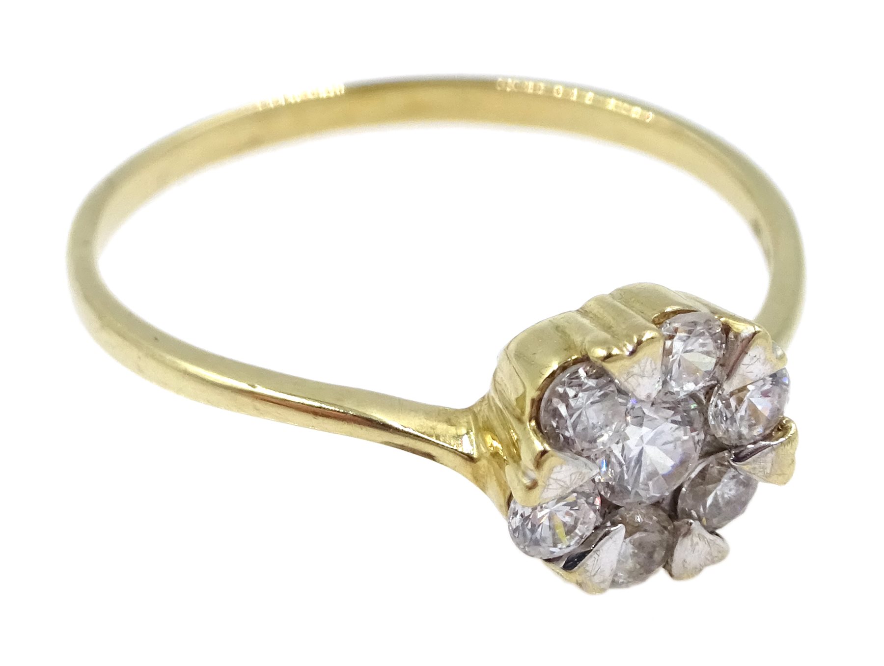 Gold cubic zirconia cluster ring, hallmarked - Image 2 of 3