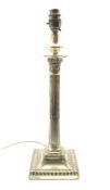 Silver Corinthian column electric table lamp the square base with acanthus leaves and presentation i