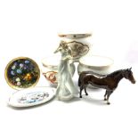 Royal Doulton Reflections figure 'Windflower', Beswick Bay horse, three Franklin Mint jardinieres, V