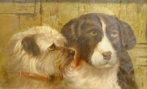 D Hellewell (British early 20th century): Faithful Friends - Portrait of two Dogs, oil on canvas sig