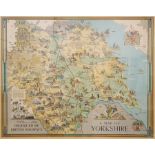 Estra Clark (British 1904-1993): 'A Map of Yorkshire', colour map pub. for British Railways 1949,