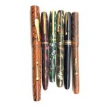 Watermans fountain pen with 14ct gold nib marked 'Account' and in marbled case, Watermans English ma