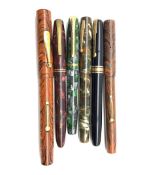 Watermans fountain pen with 14ct gold nib marked 'Account' and in marbled case, Watermans English ma