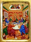 Russian School (Late 20th century): The Last Supper, reproduction Orthodox icon, tempera and gilt on