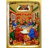 Russian School (Late 20th century): The Last Supper, reproduction Orthodox icon, tempera and gilt on