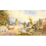 Edward Salter (British 1835-1934): Horse and Cart beside the Village Stream, watercolour signed 23cm