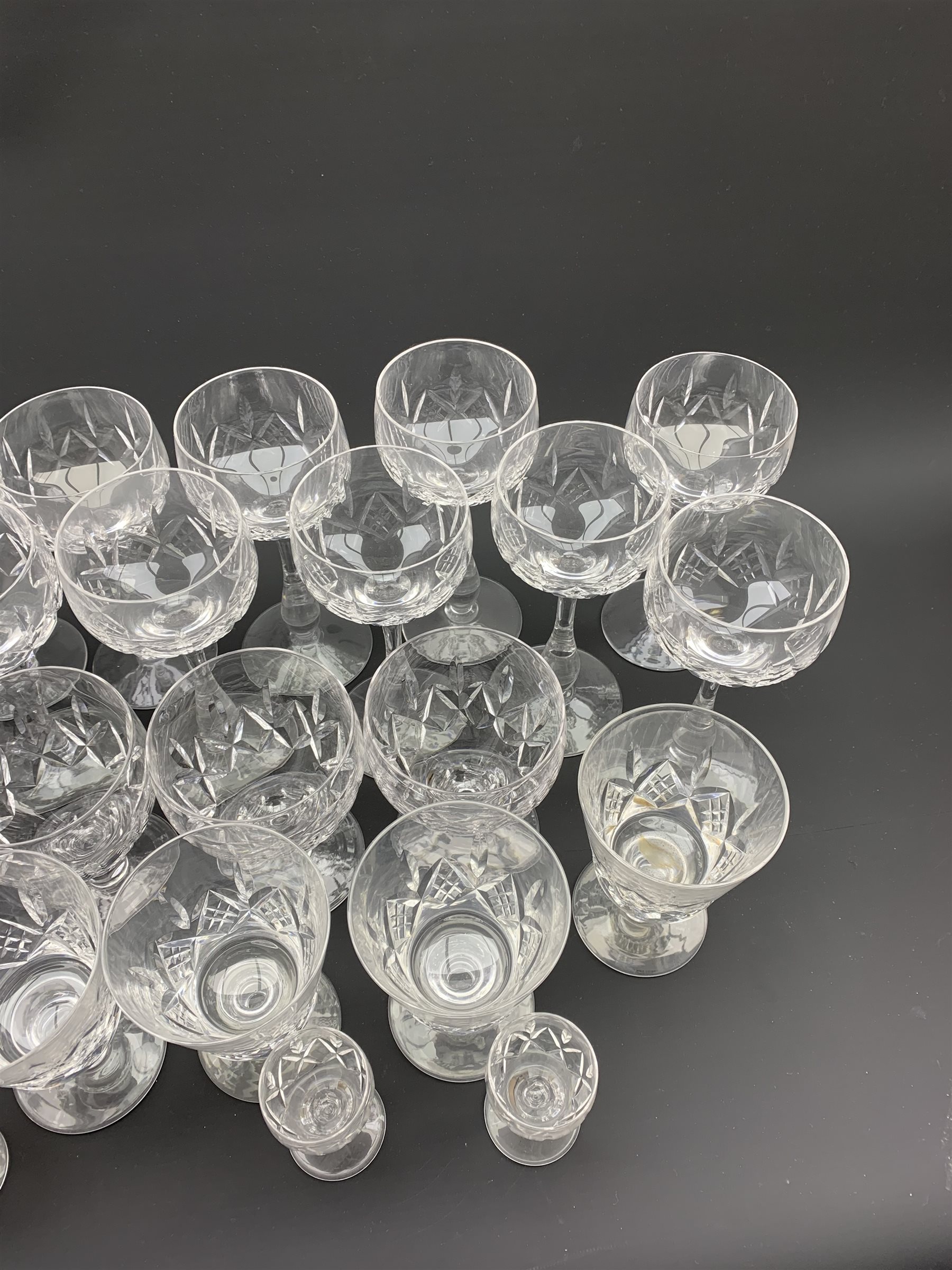 Part suite of Stuart crystal drinking glasses comprising fourteen hock glasses, twelve various shape - Image 3 of 3