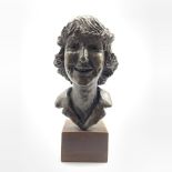 Bronze effect bust of a gentleman on square plinth, indistinctly signed H48cm