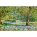 Albert H Poppleton (British exh.1928): Bluebell Meadow, watercolour signed