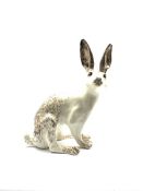 Large Winstanley pottery model of a white glazed hare size 9 H37cm