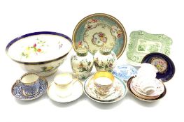 18th century and later ceramics comprising a Worcester Lily Rose pattern cup and saucer, early 19th