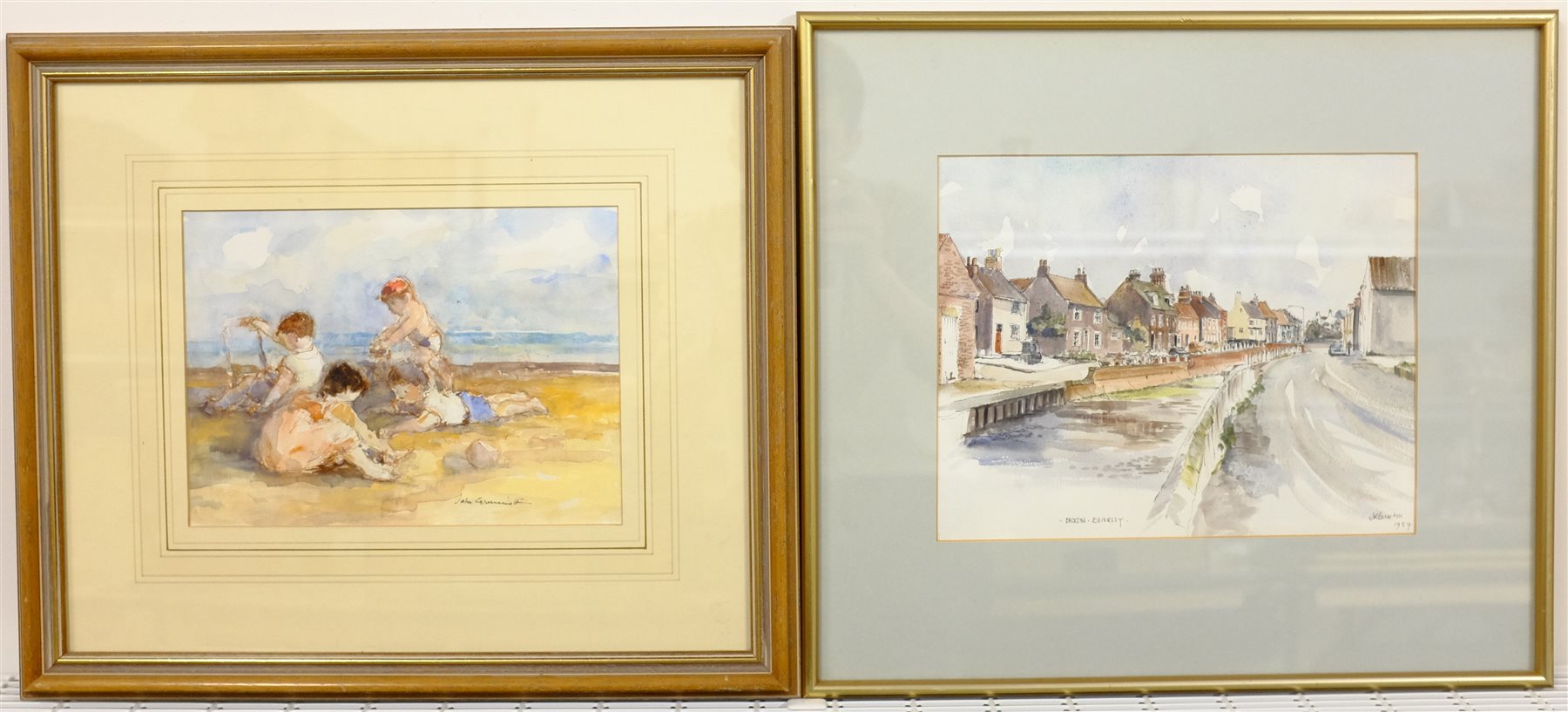 J R Burton (British 20th century): 'Beckside Beverley', watercolour signed titled and dated 1987; G
