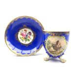 19th century Meissen cabinet cup and saucer, the cup painted in the manner of Wouwerman with a pasto