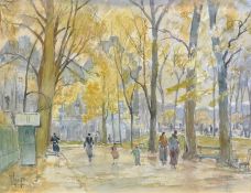 René Leverd (French 1872-1938): Paris in the Autumn, watercolour and pencil signed 24cm x 32cm