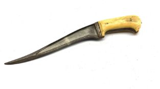 Indo Persian dagger with curved and fullered blade and ivory handle total length 32cm