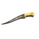 Indo Persian dagger with curved and fullered blade and ivory handle total length 32cm