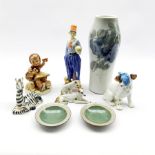 Royal Doulton figure Derrick HN1398 (a/f), Royal Copenhagen vase no. 1845/232 and a pair of crackle