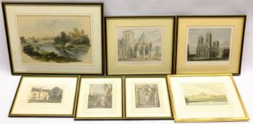 Collection of mainly 19th century engravings and lithographs including York from the Foss after Fran