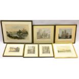 Collection of mainly 19th century engravings and lithographs including York from the Foss after Fran