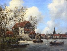 Hermanus Koekkoek the Younger (Dutch 1836-1909): Dutch Canal Scene, oil on canvas signed with pseudo