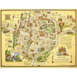 Estra Clark (British 1904-1993): 'Historic Canterbury', colour map pub. Ben Johnson & Co, York 1952,