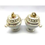 Pair Chamberlain Worcester sauce tureens and covers, the lid with pierced gallery and gilded dolphin