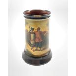 19th Century Russian lacquered papier-m�ch� spill vase by Vishniakov, painted with a couple walking