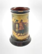 19th Century Russian lacquered papier-m�ch� spill vase by Vishniakov, painted with a couple walking