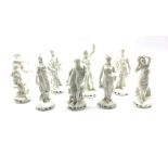 Set of eight Naples Blanc de Chine figures depicting classical gods and goddesses, H14.5cm (8)